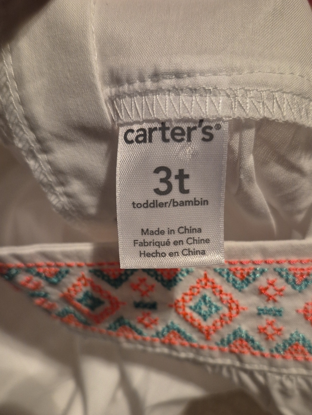 Carter's girls 3T white tank top with embroidered design NEW - Picture 4 of 5